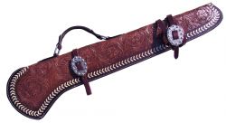 Showman 34" Floral tooled gun scabbard with engraved silver buckles